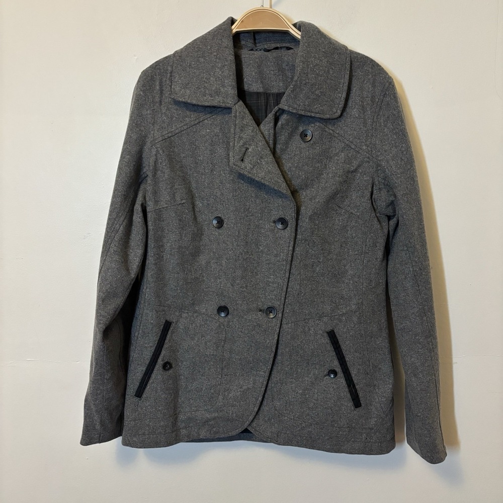Nau Women's Jacket‎ Pea Coat Preppy Lightweight Wool Blend M Grey